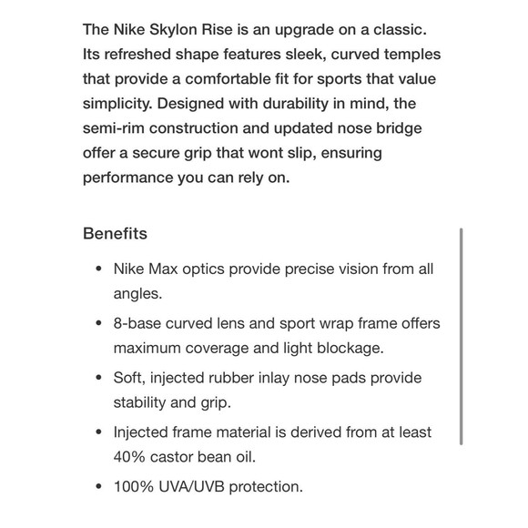 Nike Skylon Rise Sunglasses Matte Black IB3520X NWT $79Retail - Picture 8 of 9